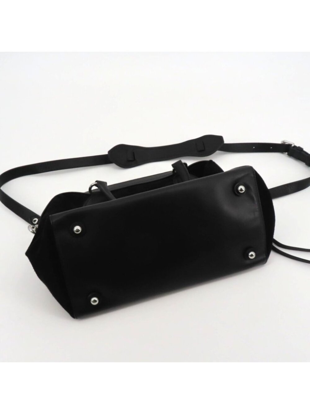 Rebecca Minkoff Pippa Duffle Black Suede Leather Crossbody Handbag Purse Bag - Picture 13 of 15
